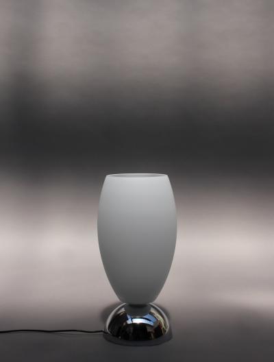 Jean Perzel FINE FRENCH ART DECO CHROME AND WHITE GLASS FLOOR LAMP BY PERZEL