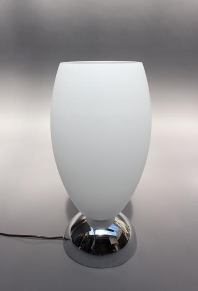Jean Perzel FINE FRENCH ART DECO CHROME AND WHITE GLASS TABLE LAMP BY PERZEL