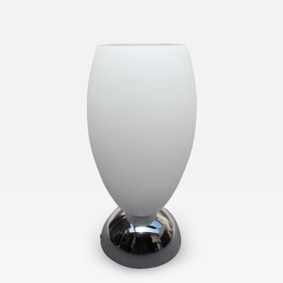 Jean Perzel FINE FRENCH ART DECO CHROME AND WHITE GLASS TABLE LAMP BY PERZEL