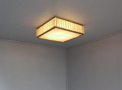 Jean Perzel Fine 1950 s Brass and Glass Square Queen Necklace Ceiling Light by Perzel