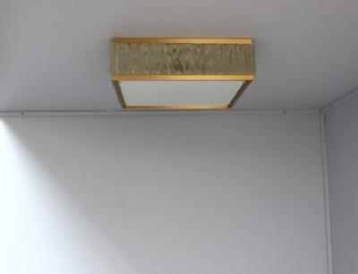 Jean Perzel Fine 1950 s Brass and Glass Square Queen Necklace Ceiling Light by Perzel