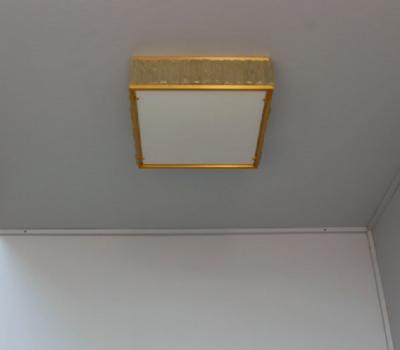 Jean Perzel Fine 1950 s Brass and Glass Square Queen Necklace Ceiling Light by Perzel