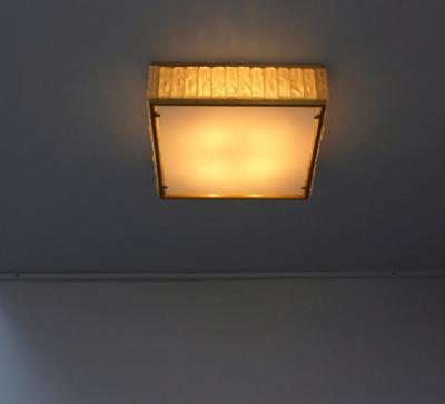 Jean Perzel Fine 1950 s Brass and Glass Square Queen Necklace Ceiling Light by Perzel