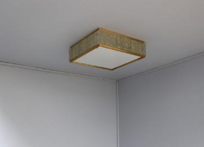 Jean Perzel Fine 1950 s Brass and Glass Square Queen Necklace Ceiling Light by Perzel
