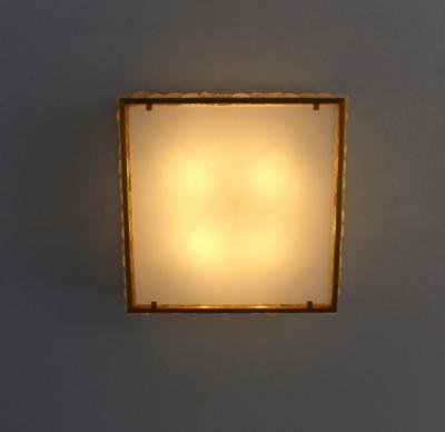 Jean Perzel Fine 1950 s Brass and Glass Square Queen Necklace Ceiling Light by Perzel