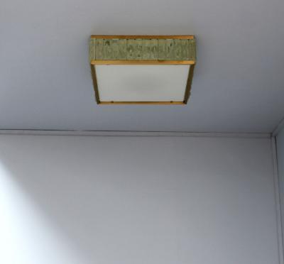 Jean Perzel Fine 1950 s Brass and Glass Square Queen Necklace Ceiling Light by Perzel