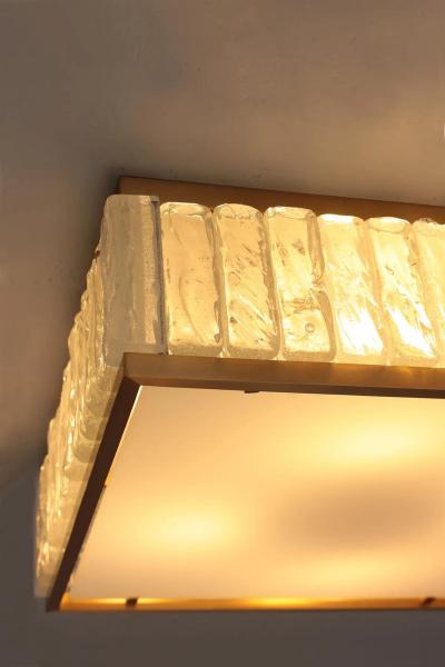 Jean Perzel Fine 1970 s Brass and Glass Square Queen s Necklace Ceiling Light by Perzel