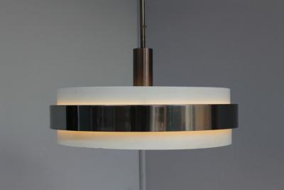 Jean Perzel Fine French 1940s Metal and Glass Chandelier by Jean Perzel