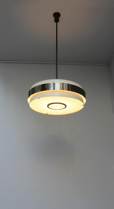 Jean Perzel Fine French 1940s Metal and Glass Chandelier by Jean Perzel