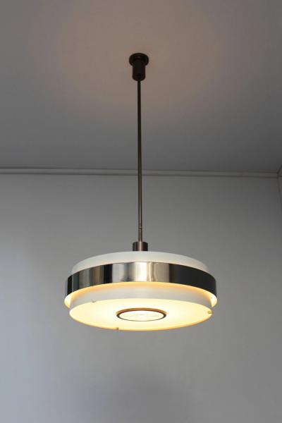 Jean Perzel Fine French 1940s Metal and Glass Chandelier by Jean Perzel