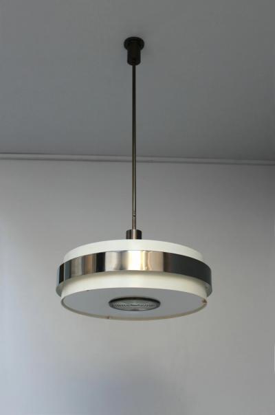 Jean Perzel Fine French 1940s Metal and Glass Chandelier by Jean Perzel