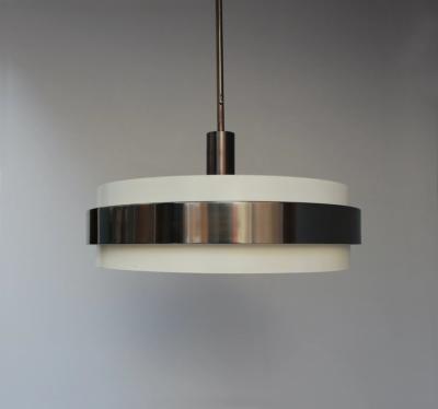 Jean Perzel Fine French 1940s Metal and Glass Chandelier by Jean Perzel