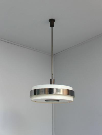 Jean Perzel Fine French 1940s Metal and Glass Chandelier by Jean Perzel