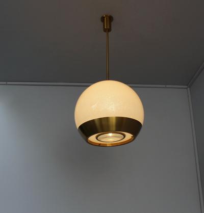 Jean Perzel Fine French 1950 s Glass and Bronze Pendant by Perzel