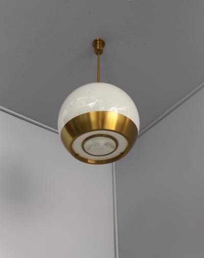 Jean Perzel Fine French 1950 s Glass and Bronze Pendant by Perzel