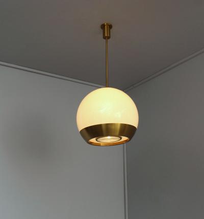 Jean Perzel Fine French 1950 s Glass and Bronze Pendant by Perzel