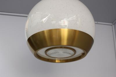 Jean Perzel Fine French 1950 s Glass and Bronze Pendant by Perzel