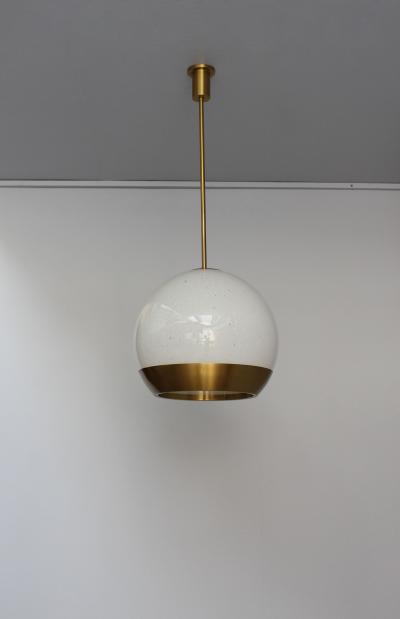 Jean Perzel Fine French 1950 s Glass and Bronze Pendant by Perzel