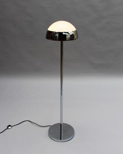 Jean Perzel Fine French 1950s Chrome and Glass Floor Reading Lamp by Jean Perzel
