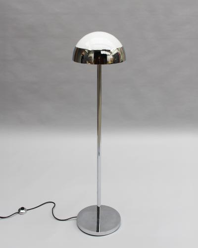 Jean Perzel Fine French 1950s Chrome and Glass Floor Reading Lamp by Jean Perzel