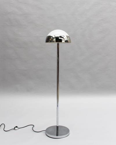 Jean Perzel Fine French 1950s Chrome and Glass Floor Reading Lamp by Jean Perzel