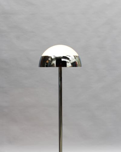 Jean Perzel Fine French 1950s Chrome and Glass Floor Reading Lamp by Jean Perzel