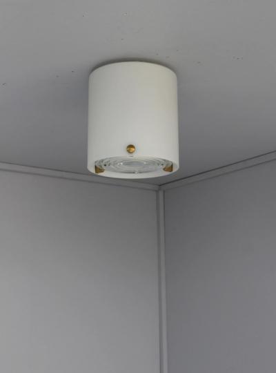 Jean Perzel Fine French 1950s Glass and Brass Cylindrical Flush Mount by Perzel