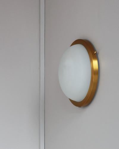 Jean Perzel Fine French 1950s Glass and Brass Flush Mount Sconce by Jean Perzel