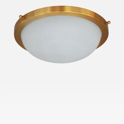 Jean Perzel Fine French 1950s Glass and Brass Flush Mount Sconce by Jean Perzel