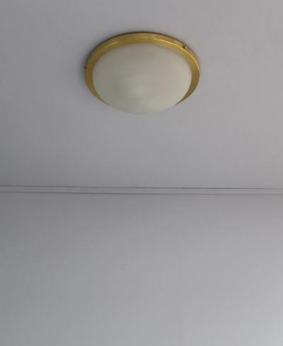 Jean Perzel Fine French 1950s Glass and Brass Flush Mount by Perzel