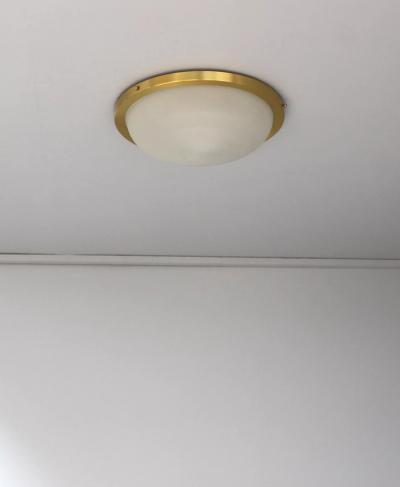 Jean Perzel Fine French 1950s Glass and Brass Flush Mount by Perzel