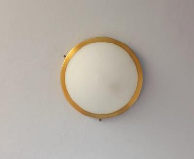 Jean Perzel Fine French 1950s Glass and Brass Flush Mount by Perzel