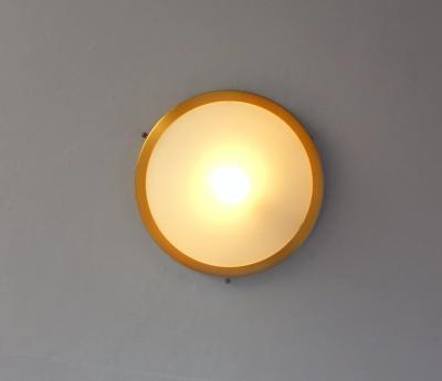 Jean Perzel Fine French 1950s Glass and Brass Flush Mount by Perzel