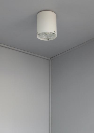 Jean Perzel Fine French 1950s Glass and Chrome Cylindrical Flush Mount by Perzel