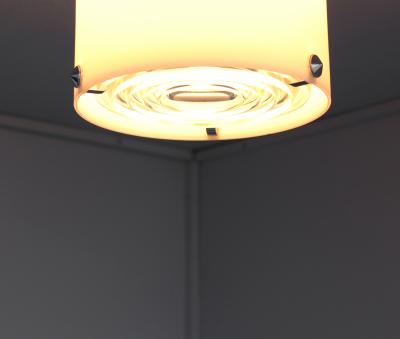 Jean Perzel Fine French 1950s Glass and Chrome Cylindrical Flush Mount by Perzel