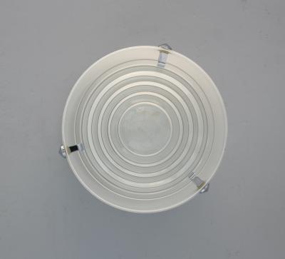 Jean Perzel Fine French 1950s Glass and Chrome Cylindrical Flush Mount by Perzel