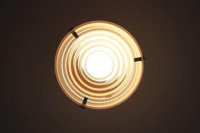 Jean Perzel Fine French 1950s Glass and Chrome Cylindrical Flush Mount by Perzel