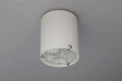 Jean Perzel Fine French 1950s Glass and Chrome Cylindrical Flush Mount by Perzel