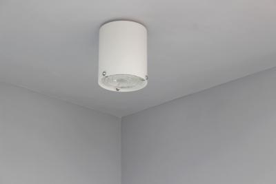 Jean Perzel Fine French 1950s Glass and Chrome Cylindrical Flush Mount by Perzel