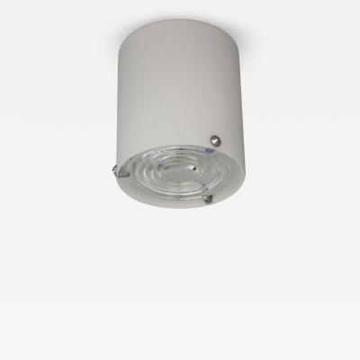 Jean Perzel Fine French 1950s Glass and Chrome Cylindrical Flush Mount by Perzel
