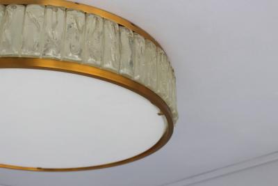Jean Perzel Fine French 1970s Brass and Glass Queen s Necklace Flush Mount by Perzel