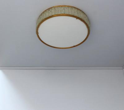 Jean Perzel Fine French 1970s Brass and Glass Queen s Necklace Flush Mount by Perzel