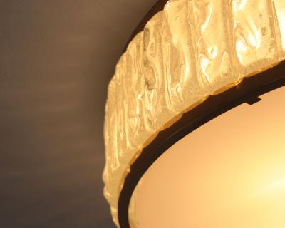 Jean Perzel Fine French 1970s Brass and Glass Queens Necklace Flush Mount by Perzel