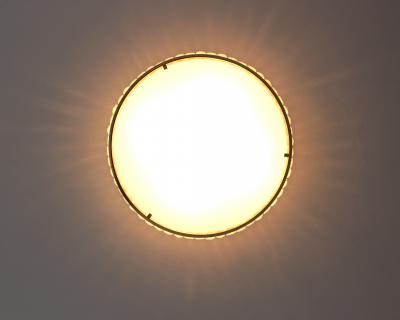 Jean Perzel Fine French 1970s Brass and Glass Queens Necklace Flush Mount by Perzel