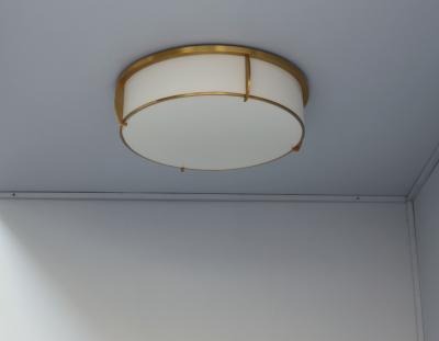 Jean Perzel Fine French Art Deco Bronze and Enameled Glass Flush Mount by Jean Perzel