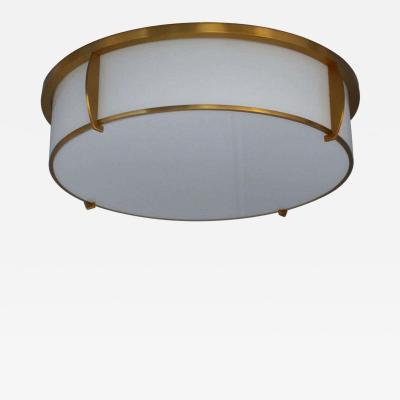 Jean Perzel Fine French Art Deco Bronze and Enameled Glass Flush Mount by Jean Perzel