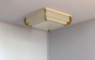 Jean Perzel Fine French Art Deco Bronze and Glass Flush Mount by Jean Perzel