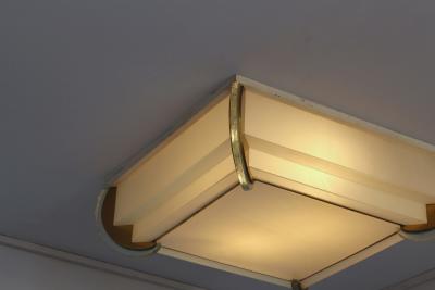 Jean Perzel Fine French Art Deco Bronze and Glass Flush Mount by Jean Perzel