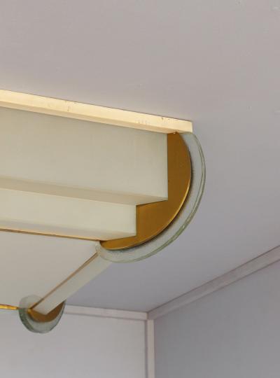 Jean Perzel Fine French Art Deco Bronze and Glass Flush Mount by Jean Perzel