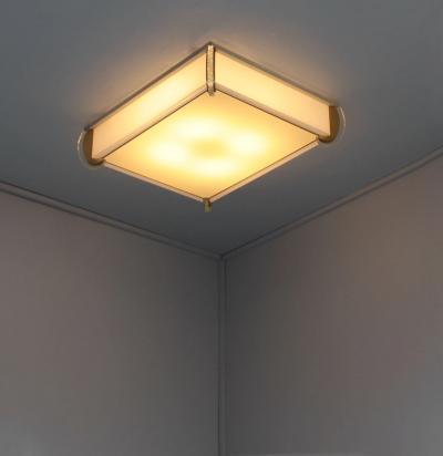 Jean Perzel Fine French Art Deco Bronze and Glass Flush Mount by Jean Perzel